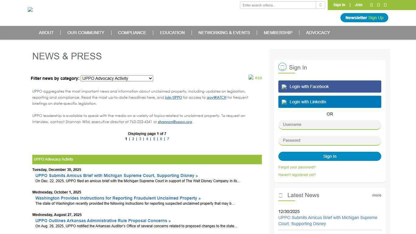 News & Press - Unclaimed Property Professionals Organization