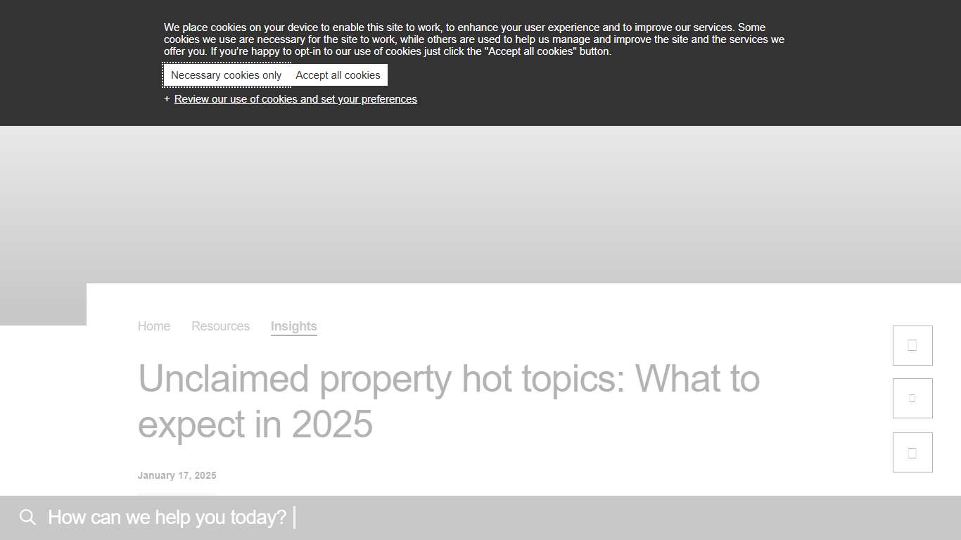Unclaimed property hot topics: What to expect in 2025