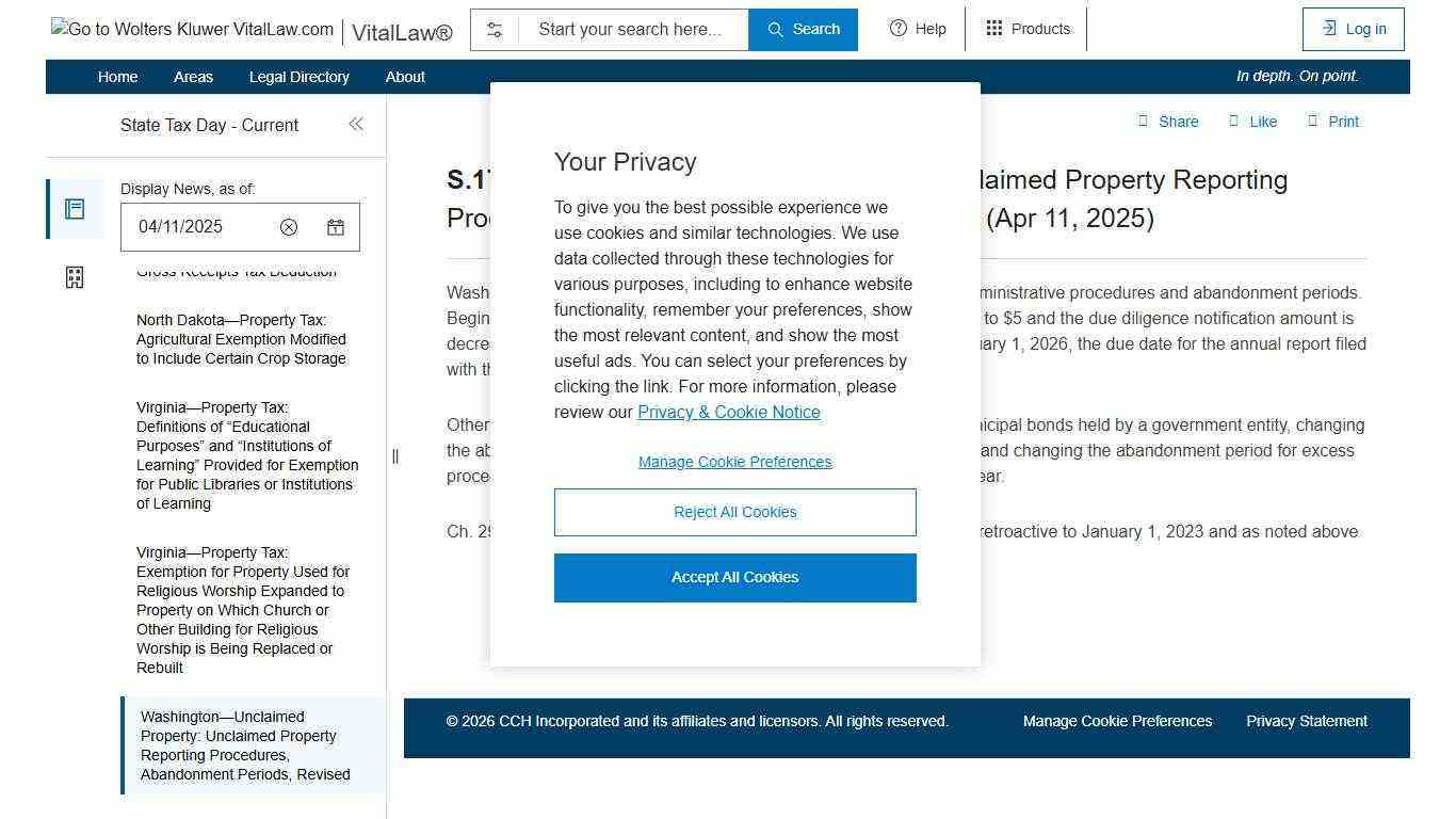 Washington—Unclaimed Property:... | VitalLaw.com